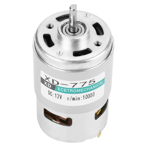 Dioche XD-775 12V Hochgeschwindigkeits-niedrig-Crein-DC-Motor mit Doppelkugellagern für Präzisionsanwendungen, 10000 U/min, Unterstützt die CW/CCW-Drehung (#1) von Dioche