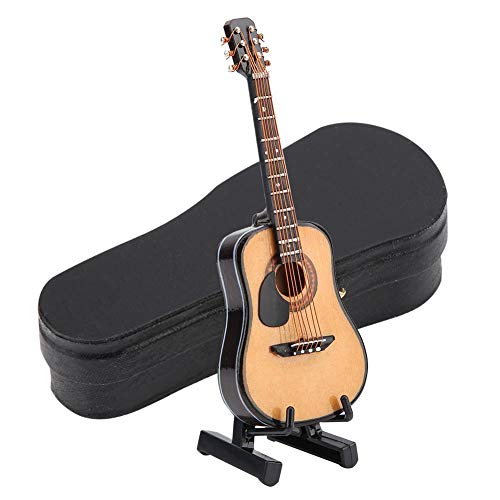 Gitarre Dekor, Simulation Miniatur-Holz Gitarre Modell, Mini Musikinstrument Desktop Haushalt Dekoration Mit Ständer für Kinder Büro Zuhause 10 cm/16 cm (10 cm) von Dioche