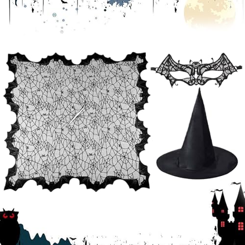 Dioeazh Halloween Hexen Spinnennetz Umhang - 3 Stück Halloween Spinnen Cape Kostüm für Cosplay,Damen Kostüm für Hochzeitsfoto Herbst Gothic Vampir Fest Cosplay von Dioeazh