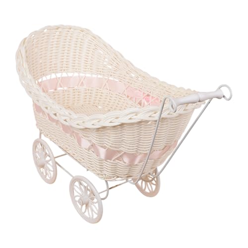 Simulierter Rattanwagen Kinderwagen, Puppenwagen Gewebter Blumenkorb Für Süßigkeiten Und Blumen, Vintage Kinderwagen Rattan Gewebter Trolley Für Babypartys Partygeschenke Simulierter Rattanwagen Kinderwagen, Puppenwagen Gewebter Blumenkorb Für Süßigkeiten Und Blumen, Vintage Kinderwagen Rattan Gewebter Trolley Für Babypartys Partygeschenke von Dioeazh