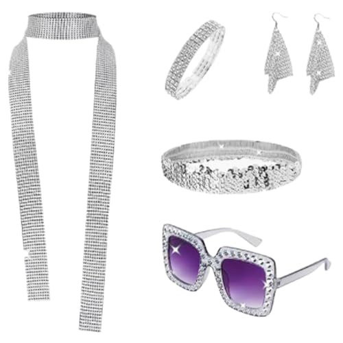 70er Jahre Disco-Kostüm-Set, langer Schal, Ohrringe, Stirnband für Damen, Retro, 70/80er-Jahre-Motto-Party 70er Jahre Disco-Kostüm-Set, langer Schal, Ohrringe, Stirnband für Damen, Retro, 70/80er-Jahre-Motto-Party von Diogeynu