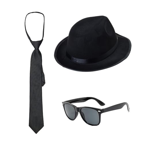 Diogeynu 3-teiliges 1920er-Jahre-Kostüm, Gangster-Kostüm, Zubehör-Set, 20er-Jahre-Fedoras, Hut, Krawatte, Sonnenbrille, Halloween, Cosplay-Kostüme Diogeynu 3-teiliges 1920er-Jahre-Kostüm, Gangster-Kostüm, Zubehör-Set, 20er-Jahre-Fedoras, Hut, Krawatte, Sonnenbrille, Halloween, Cosplay-Kostüme von Diogeynu