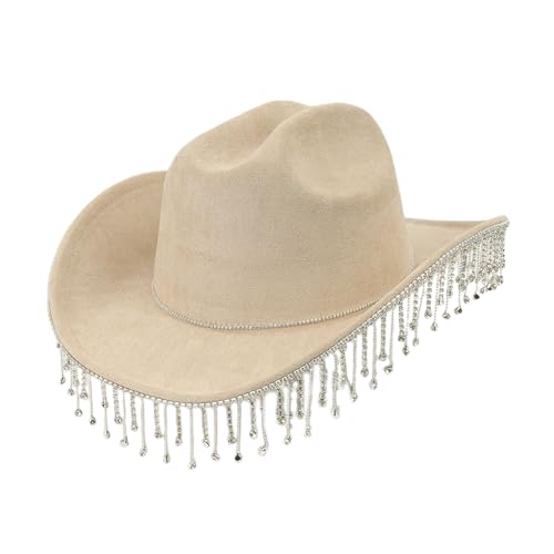 Diogeynu Cowboyhüte für den Urlaub, Quasten, Handperlen, Kristall, Mädchen, Cowgirl-Hut für Karneval, Musikfestival, Western-Cowboyhüte Diogeynu Cowboyhüte für den Urlaub, Quasten, Handperlen, Kristall, Mädchen, Cowgirl-Hut für Karneval, Musikfestival, Western-Cowboyhüte von Diogeynu
