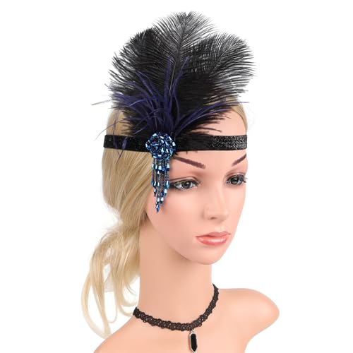 Diogeynu Feder-Flapper-Stirnbänder, 1920er-Jahre, Abschlussball-Tänzerin, Kopfschmuck für besondere Anlässe, Hochzeit, Verlobung, Nacht, Kopfbedeckung, Haarstyling, Feder-Stirnbänder für Damen Diogeynu Feder-Flapper-Stirnbänder, 1920er-Jahre, Abschlussball-Tänzerin, Kopfschmuck für besondere Anlässe, Hochzeit, Verlobung, Nacht, Kopfbedeckung, Haarstyling, Feder-Stirnbänder für Damen von Diogeynu