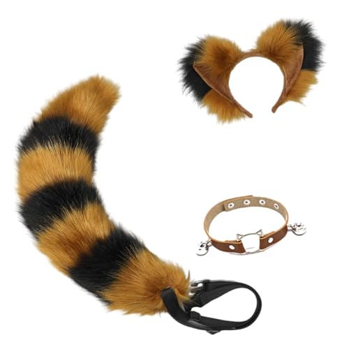 Diogeynu Fuchs-Ohren-Haarband, Fuchs-Schwanz, verstellbarer Gürtel, Glocken, Halsband, Plüsch-Tierschwanz, Dekorationen für Halloween, Party, Karneval Diogeynu Fuchs-Ohren-Haarband, Fuchs-Schwanz, verstellbarer Gürtel, Glocken, Halsband, Plüsch-Tierschwanz, Dekorationen für Halloween, Party, Karneval von Diogeynu