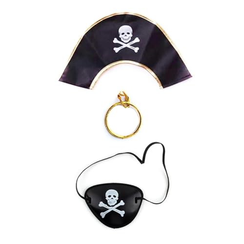 Diogeynu Halloween-Piraten-Cosplay-Zubehör, Piratenkostüm-Set, Totenkopf-Muster, Piraten-Augenklappen, Piratenhut für Halloween-Party Diogeynu Halloween-Piraten-Cosplay-Zubehör, Piratenkostüm-Set, Totenkopf-Muster, Piraten-Augenklappen, Piratenhut für Halloween-Party von Diogeynu
