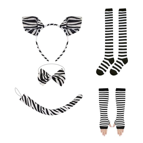 Diogeynu Halloween-Tier-Cosplay-Zubehör, inklusive Stirnband, Schwanz, Gesicht, Aufkleber, Fliege, Rock für Kinder, Halloween-Rollenspiele Diogeynu Halloween-Tier-Cosplay-Zubehör, inklusive Stirnband, Schwanz, Gesicht, Aufkleber, Fliege, Rock für Kinder, Halloween-Rollenspiele von Diogeynu