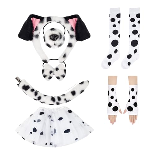 Diogeynu Hundekostüm-Set mit Stirnband, Schwanz, Nase, Fliege, Rock für Kinder, Cosplay, Halloween, Tier-Outfit, Zubehör Diogeynu Hundekostüm-Set mit Stirnband, Schwanz, Nase, Fliege, Rock für Kinder, Cosplay, Halloween, Tier-Outfit, Zubehör von Diogeynu