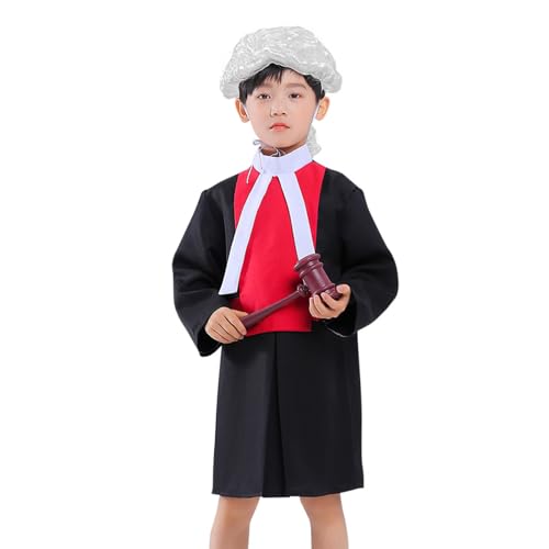 Diogeynu Kinder Richter Kostüm Set mit Richter Richter Robe Holz Richter Hammer Kinder Richter Kostüm Halloween Kostüm von Diogeynu