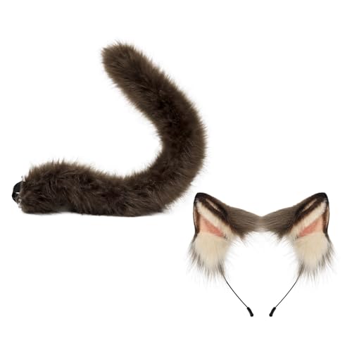 Diogeynu Kunstfell, Fuchs, Schwanz, Katzenohren, Stirnband, Halloween-Party-Kostüm, Cosplay-Set für Damen, Mädchen, Katzen, Kostüm-Zubehör Diogeynu Kunstfell, Fuchs, Schwanz, Katzenohren, Stirnband, Halloween-Party-Kostüm, Cosplay-Set für Damen, Mädchen, Katzen, Kostüm-Zubehör von Diogeynu