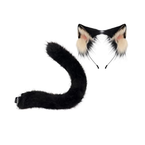 Diogeynu Kunstfell, Fuchs, Schwanz, Katzenohren, Stirnband, Halloween-Party-Kostüme, Cosplay-Set für Frauen, Mädchen, Katzen, Kostüm-Zubehör Diogeynu Kunstfell, Fuchs, Schwanz, Katzenohren, Stirnband, Halloween-Party-Kostüme, Cosplay-Set für Frauen, Mädchen, Katzen, Kostüm-Zubehör von Diogeynu