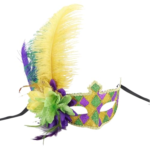 Diogeynu Maskerade Venezianer Halbgesicht Karneval Party gefiedertes Halloween-Kostüm von Diogeynu