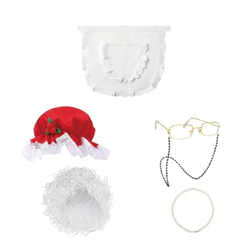 Diogeynu Mrs. Clause Hut Weihnachtsmann Haar Brille Halskette Schürze Set Santa Cosplay Kostüm für Kinder Mädchen Frauen Weihnachten Geburtstag Diogeynu Mrs. Clause Hut Weihnachtsmann Haar Brille Halskette Schürze Set Santa Cosplay Kostüm für Kinder Mädchen Frauen Weihnachten Geburtstag von Diogeynu