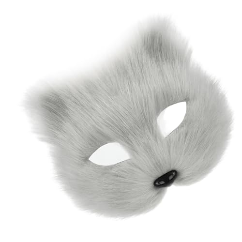 Diogeynu Plüschtier, Katzen, pelziges Tier, halbes Gesicht, Maskerade, halbes Gesicht für Männer und Frauen, Maskerade, Halloween, Cosplay-Party von Diogeynu