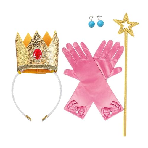 Diogeynu Prinzessinnenkronen-Zubehör-Set für Damen und Mädchen, Prinzessinnen-Kostüm, Kronen, Ohrringe, Zauberstab, Prinzessinnen-Haarbänder, Handschuhe von Diogeynu