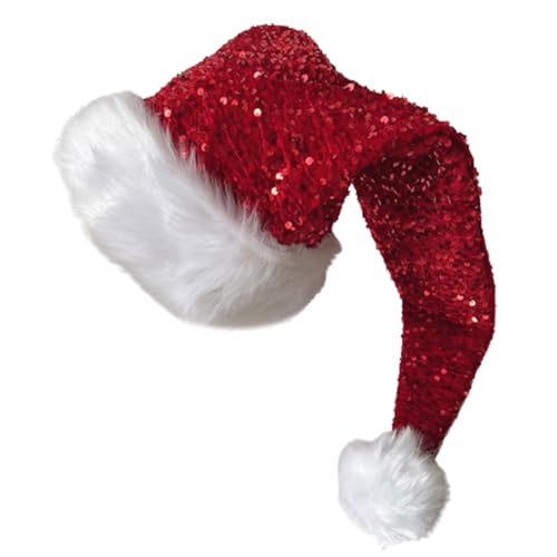 Diogeynu Weihnachtsmütze für Erwachsene mit Pailletten, dicker Plüsch, für Urlaub, Komfort-Innenfutter, Weihnachten, Neujahr, Symbol mit weißer Krempe Diogeynu Weihnachtsmütze für Erwachsene mit Pailletten, dicker Plüsch, für Urlaub, Komfort-Innenfutter, Weihnachten, Neujahr, Symbol mit weißer Krempe von Diogeynu