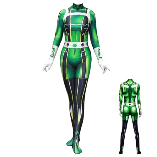 Diohauxi Asui Tsuyu Cosplay Kostüm Anime Bodysuit MHA Grün Jumpsuit für Halloween Performance Wear Outfit Diohauxi Asui Tsuyu Cosplay Kostüm Anime Bodysuit MHA Grün Jumpsuit für Halloween Performance Wear Outfit von Diohauxi