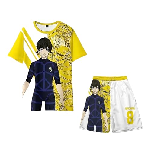 Diohauxi Bachira Meguru Anime Sportkostüm Set, 3D gedrucktes T-Shirt & sportliche Shorts, Sommer Outfit Unisex Streetwear Diohauxi Bachira Meguru Anime Sportkostüm Set, 3D gedrucktes T-Shirt & sportliche Shorts, Sommer Outfit Unisex Streetwear von Diohauxi