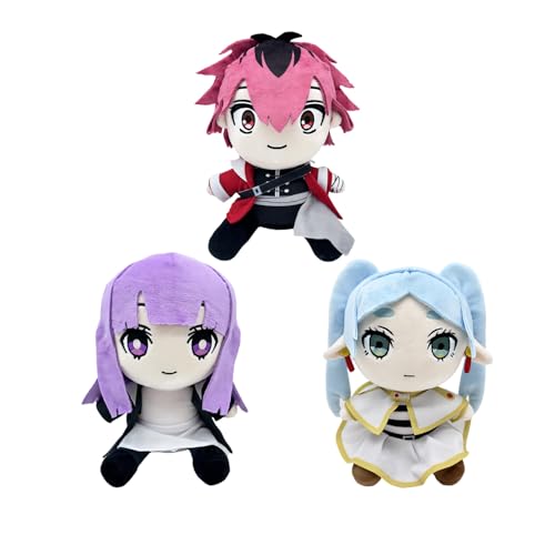 Diohauxi Frieren Anime Figur Fern/Stark Sitzende Figuren Weich gefüllte Anime Sammelfigur Desktop Dekorationen von Diohauxi
