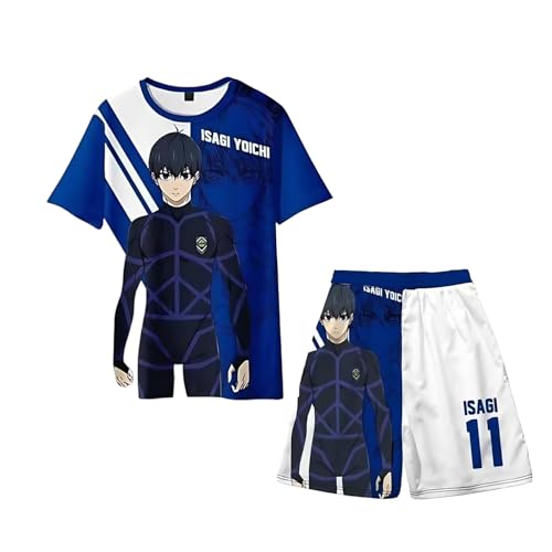 Diohauxi Isagi Yoichi Anime Sportkostüm Set, 3D gedrucktes T-Shirt & sportliche Shorts, Sommer Outfit Unisex Streetwear Diohauxi Isagi Yoichi Anime Sportkostüm Set, 3D gedrucktes T-Shirt & sportliche Shorts, Sommer Outfit Unisex Streetwear von Diohauxi