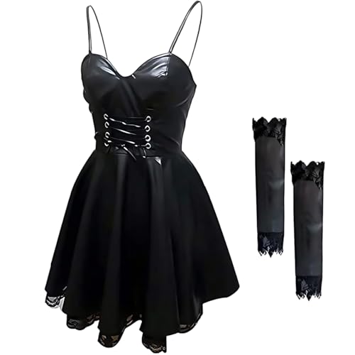 Diohauxi Misa Amane Cosplay Kostüm – Anime Cosplay Black Kleid Rollenspiel-Uniform für Halloween & Bühnenauftritte (XS-2XL) von Diohauxi