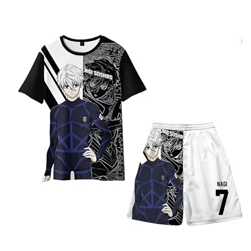Diohauxi Seishiro Nagi Anime Sportkostüm Set, 3D gedrucktes T-Shirt & sportliche Shorts, Sommer Outfit Unisex Streetwear Diohauxi Seishiro Nagi Anime Sportkostüm Set, 3D gedrucktes T-Shirt & sportliche Shorts, Sommer Outfit Unisex Streetwear von Diohauxi