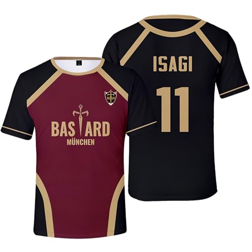 Diohauxi Seishiro Nagi Anime T Shirt Bachira Meguru Cosplay Kurzarm Fußballtrikot für Männer Halloween Kostüm von Diohauxi