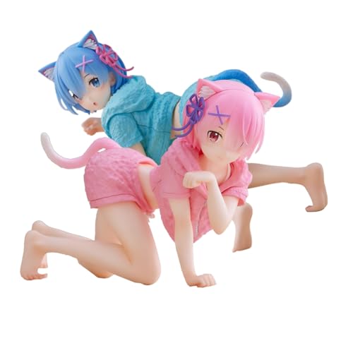 Ram Anime Figur Ramu/Remu Action Figuren Set - Planking Katze Figur - Rem PVC Statuen Schreibtisch Dekor Ram Anime Figur Ramu/Remu Action Figuren Set - Planking Katze Figur - Rem PVC Statuen Schreibtisch Dekor von Diohauxi