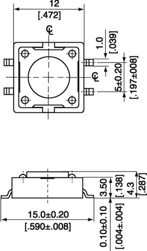 APEM DTSM-21N-V-B DTSM-21N-V-B Drucktaster 12 V/DC 0.05A 1 x Aus/(Ein) tastend (L x B x H) 12 x 12 x von APEM