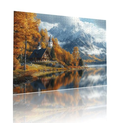 Berg Puzzle für Erwachsene Kinder Anspruchsvoll 1000 Teile Impossible Klassische Puzzles Schwer See ab 8 9 10 Jahre für Mädchen Jungen Jigsaw Kunst Educa, für Dekoration und Geschenke 50x75cm t-873 von Dirjuong
