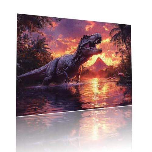 Dinosaurier Puzzle für Erwachsene Kinder Anspruchsvoll 1000 Teile Impossible Klassische Puzzles Schwer Sonnenuntergang ab 8 9 10 Jahre Mädchen Jungen Jigsaw Kunst Educa, für Geschenke 50x75cm t-409 von Dirjuong