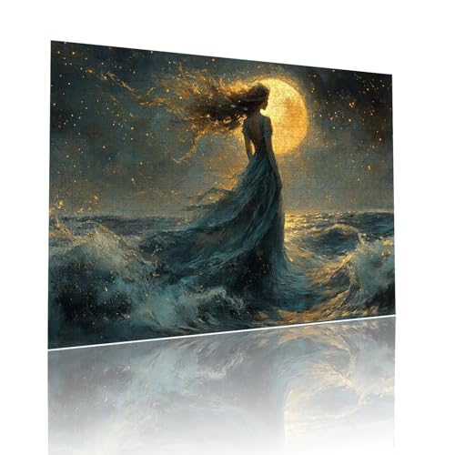 Frau Puzzle für Erwachsene Kinder Anspruchsvoll 1000 Teile Impossible Klassische Puzzles Schwer Mond ab 8 9 10 Jahre für Mädchen Jungen Jigsaw Kunst Educa, für Dekoration und Geschenke 50x75cm t-837 von Dirjuong