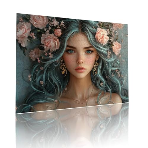 Frau Puzzle für Erwachsene Kinder Anspruchsvoll 80 Teile Impossible Klassische Puzzles Schwer Blume ab 8 9 10 Jahre für Mädchen Jungen Jigsaw Kunst Educa, für Dekoration und Geschenke 15x20cm t-817 von Dirjuong