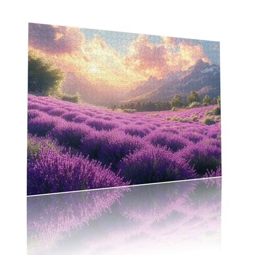 Lavendel Puzzle für Erwachsene Kinder Anspruchsvoll 1000 teile Impossible Klassische Puzzles Schwer Landschaft ab 8 9 10 Jahre Mädchen Jungen Jigsaw Kunst Educa, für Dekoration Geschenke 50x75cm t-973 von Dirjuong