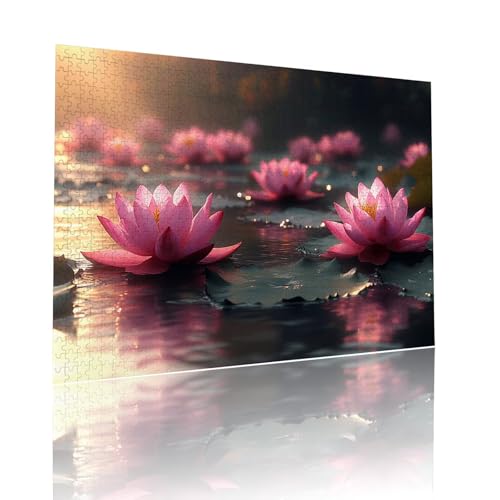 Lotus Puzzle für Erwachsene Kinder Anspruchsvoll 1314 teile Impossible Klassische Puzzles Schwer Lotusblatt ab 8 9 10 Jahre Mädchen Jungen Jigsaw Kunst Educa,für Dekoration und Geschenke 50x75cm t-451 von Dirjuong