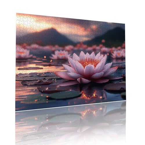 Lotus Puzzle für Erwachsene Kinder Anspruchsvoll 3000 Teile Impossible Klassische Puzzles Schwer Sonnenuntergang ab 8 9 10 Jahre für Mädchen Jungen Jigsaw Kunst Educa, für Geschenke 81x122cm t-455 von Dirjuong