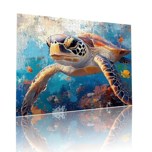 Meeresschildkröten Puzzle für Erwachsene Kinder Anspruchsvoll 1500 Teile Impossible Klassische Puzzles Schwer Abstrakt ab 8 9 10 Jahre Mädchen Jungen Jigsaw Kunst Educa, für Geschenke 57x87cm t-161 von Dirjuong