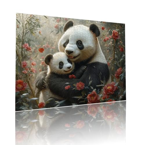 Panda Puzzle für Erwachsene Kinder Anspruchsvoll 500 Teile Impossible Klassische Puzzles Schwer Tier ab 8 9 10 Jahre für Mädchen Jungen Jigsaw Kunst Educa, für Dekoration und Geschenke 38x52cm t-971 von Dirjuong