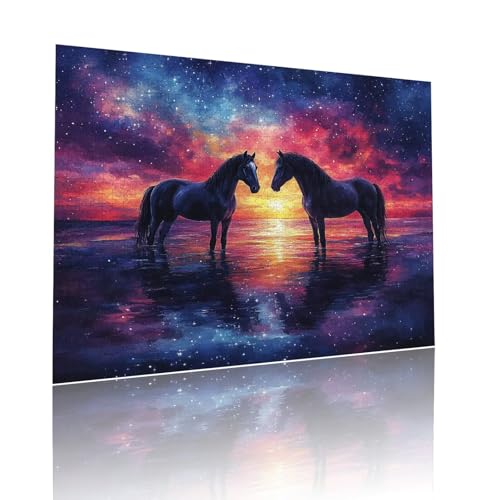 Pferd Puzzle für Erwachsene Kinder Anspruchsvoll 3000 Teile Impossible Klassische Puzzles Schwer Sternenhimmel ab 8 9 10 Jahre für Mädchen Jungen Jigsaw Kunst Educa, für Geschenke 81x122cm t-633 von Dirjuong