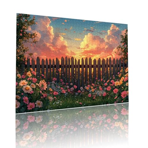 Puzzle Erwachsene 1000 Teile Sonnenuntergang Blume Educa Jigsaw für Kinder ab 8 Jahren Mädchen Jungen, Erwachsene Impossible Klassische Puzzles, Anspruchsvoll Spielspaß, Als Geschenke 50x75cm t-582 von Dirjuong