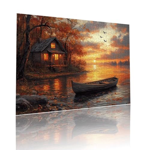 Puzzle Erwachsene 1000 Teile Sonnenuntergang Boot Educa Jigsaw für Kinder ab 8 Jahren Mädchen Jungen, Erwachsene Impossible Klassische Puzzles, Anspruchsvoll Spielspaß, Als Geschenke 50x75cm t-510 von Dirjuong
