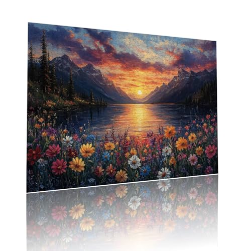Puzzle Erwachsene 200 Teile Sonnenuntergang Blume Educa Jigsaw für Kinder ab 8 Jahren Mädchen Jungen, Erwachsene Impossible Klassische Puzzles, Anspruchsvoll Spielspaß, Als Geschenke 25x35cm t-580 von Dirjuong