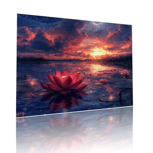 Puzzle Erwachsene 200 Teile Sonnenuntergang Lotus Educa Jigsaw für Kinder ab 8 Jahren Mädchen Jungen, Erwachsene Impossible Klassische Puzzles, Anspruchsvoll Spielspaß, Als Geschenke 25x35cm t-586 von Dirjuong