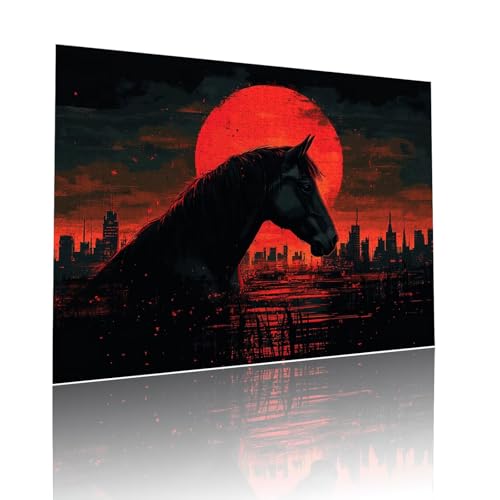 Puzzle Erwachsene 200 Teile Sonnenuntergang Pferd Educa Jigsaw für Kinder ab 8 Jahren Mädchen Jungen, Erwachsene Impossible Klassische Puzzles, Anspruchsvoll Spielspaß, Als Geschenke 25x35cm t-588 von Dirjuong