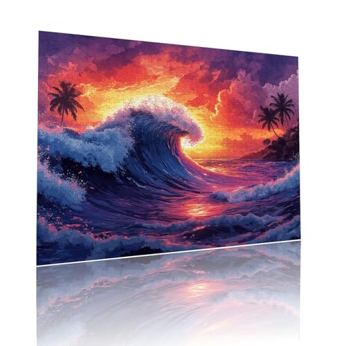 Puzzle Erwachsene 200 Teile Sonnenuntergang Wellen Educa Jigsaw für Kinder ab 8 Jahren Mädchen Jungen, Erwachsene Impossible Klassische Puzzles, Anspruchsvoll Spielspaß, Als Geschenke 25x35cm t-566 von Dirjuong