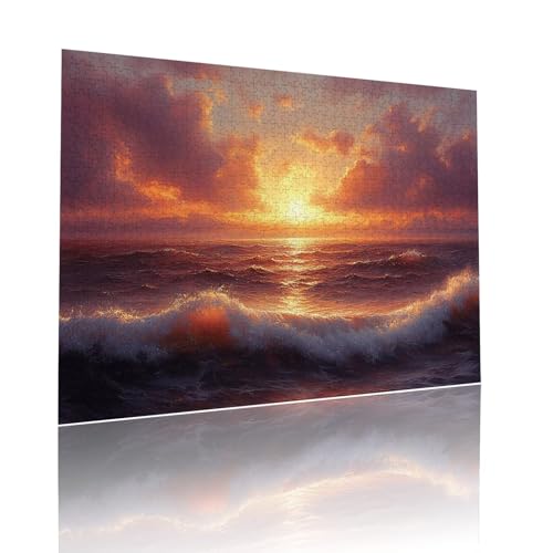 Puzzle Erwachsene 3000 Teile Sonnenuntergang Wellen Educa Jigsaw für Kinder ab 8 Jahren Mädchen Jungen, Erwachsene Impossible Klassische Puzzles Schwer, Anspruchsvoll, Als Geschenke 81x122cm t-564 von Dirjuong