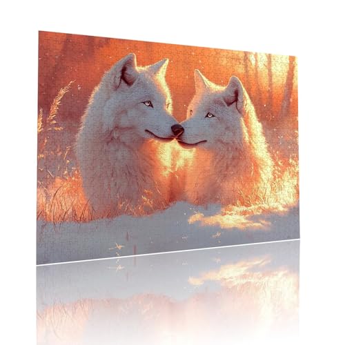 Puzzle Erwachsene 3000 Teile Wolf Sonnenuntergang Educa Jigsaw für Kinder ab 8 Jahren Mädchen Jungen, Erwachsene Impossible Klassische Puzzles, Anspruchsvoll Spielspaß, Als Geschenke 81x122cm t-426 von Dirjuong