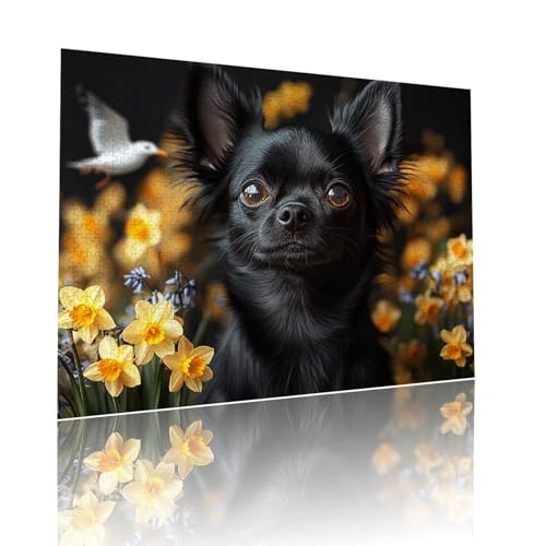 Puzzle Erwachsene 500 Teile Hund Blume Educa Jigsaw für Kinder ab 8 Jahren Mädchen Jungen, Erwachsene Impossible Klassische Puzzles Schwer, Anspruchsvoll Spielspaß, Als Familienspiel 38x52cm t-148 von Dirjuong