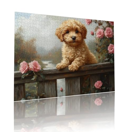 Puzzle Erwachsene 500 Teile Hund Blume Educa Jigsaw für Kinder ab 8 Jahren Mädchen Jungen, Erwachsene Impossible Klassische Puzzles Schwer, Anspruchsvoll Spielspaß, Als Familienspiel 38x52cm t-152 von Dirjuong