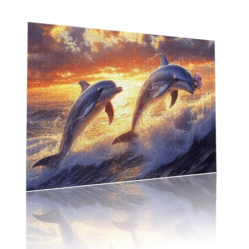 Puzzle Erwachsene 80 Teile Delphin Tier Educa Jigsaw für Kinder ab 8 Jahren Mädchen Jungen, Erwachsene Impossible Klassische Puzzles Schwer, Anspruchsvoll Spielspaß, Als Familienspiel 15x20cm t-182 von Dirjuong